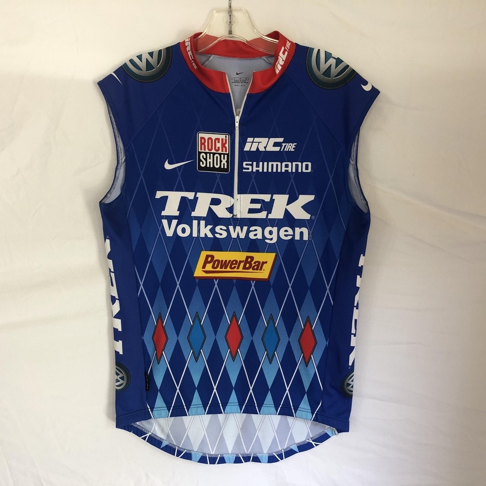Nike Trek Volkswagen Team Cycling Jersey Tank Mens L Blue Dri-FIT Half Zip